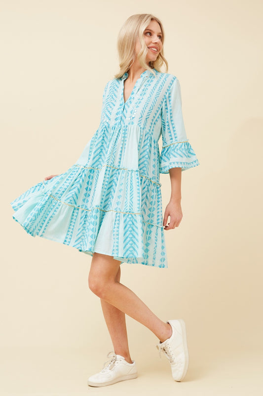 AMIRA JACQUARD BOHO SHORT DRESS