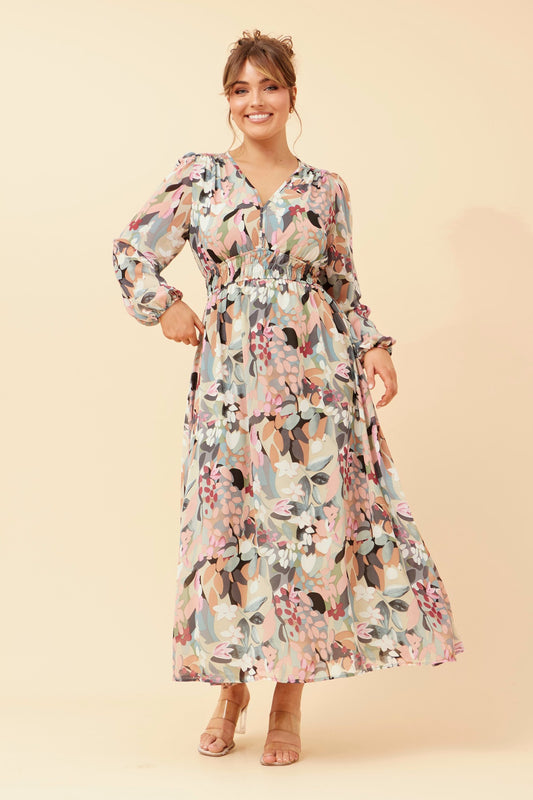 DELFINA BOTANICAL PRINT MAXI DRESS