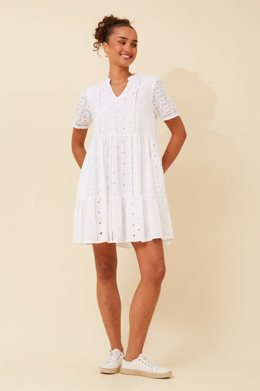 SAHANA BRODERIE ANGLAISE SHORT DRESS