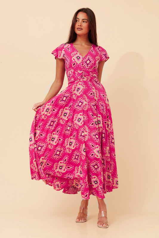 MALIBU ABSTRACT PRINT MAXI DRESS
