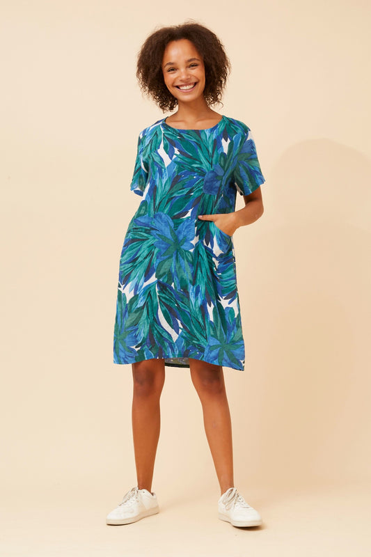 VINE LEAF PRINT SHIFT DRESS
