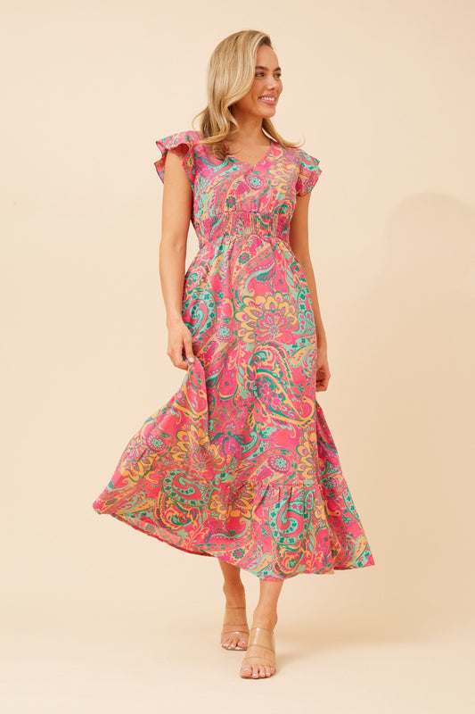 INIRA PAISLEY PRINT MAXI DRESS