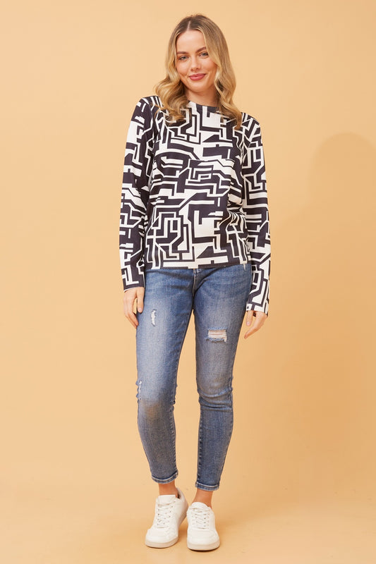 SHAKIRA ABSTRACT PRINT KNIT JUMPER