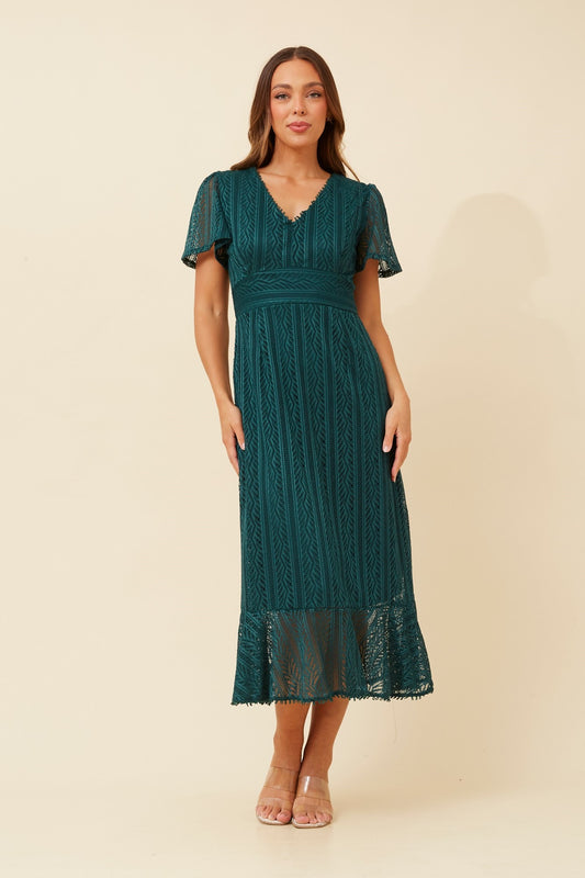 GODIVA LACE MIDI DRESS