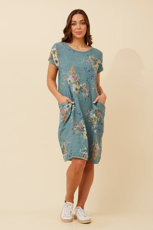 MESSINA FLORAL LINEN DRESS
