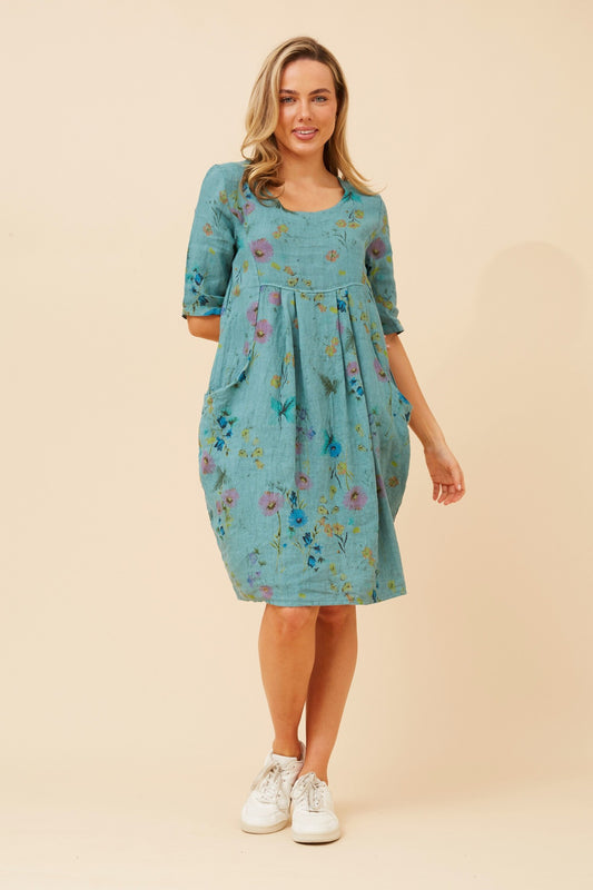 PISA FLORAL LINEN DRESS