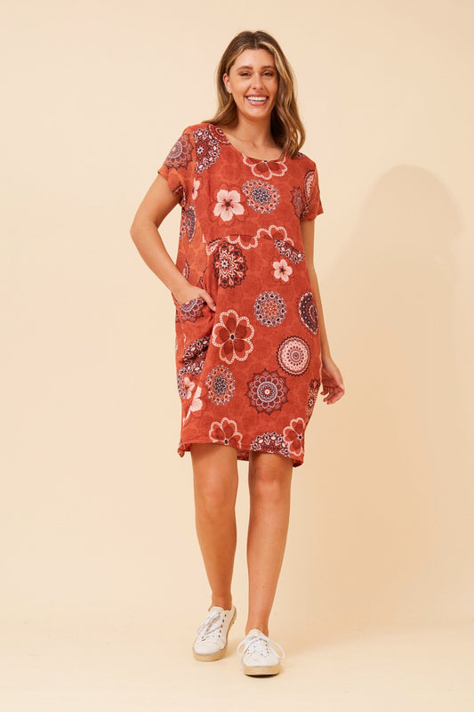 MESSINA FLORAL LINEN DRESS