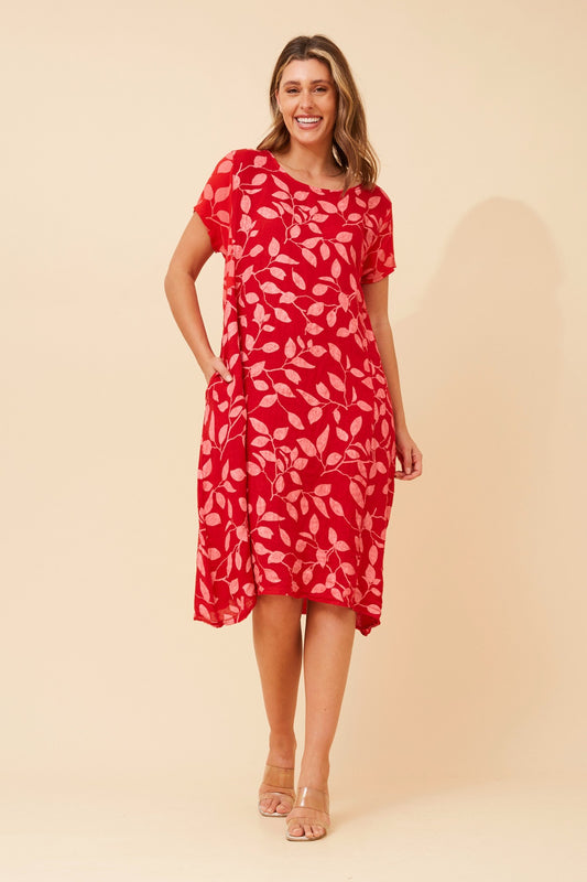 BATISTA LEAF PRINT LINEN DRESS