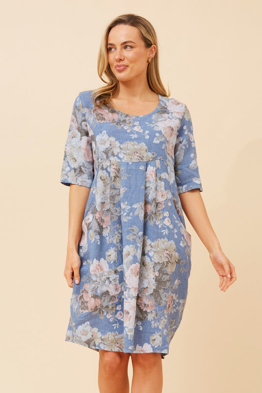 PISA FLORAL LINEN DRESS