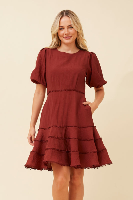 QUINLYN LINEN TIERED DRESS