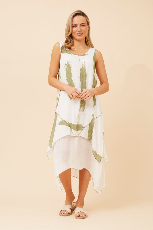 ZURIELA ABSTRACT PRINT MIDI DRESS