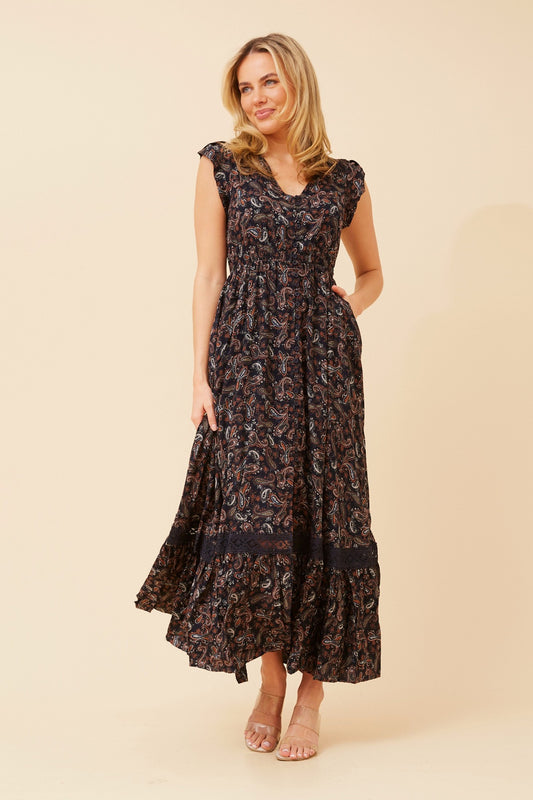 MOROCCO PAISLEY PRINT MAXI DRESS