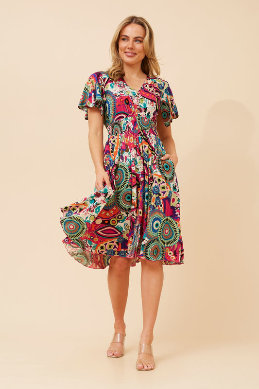 SANDY ABSTRACT PRINT DRESS