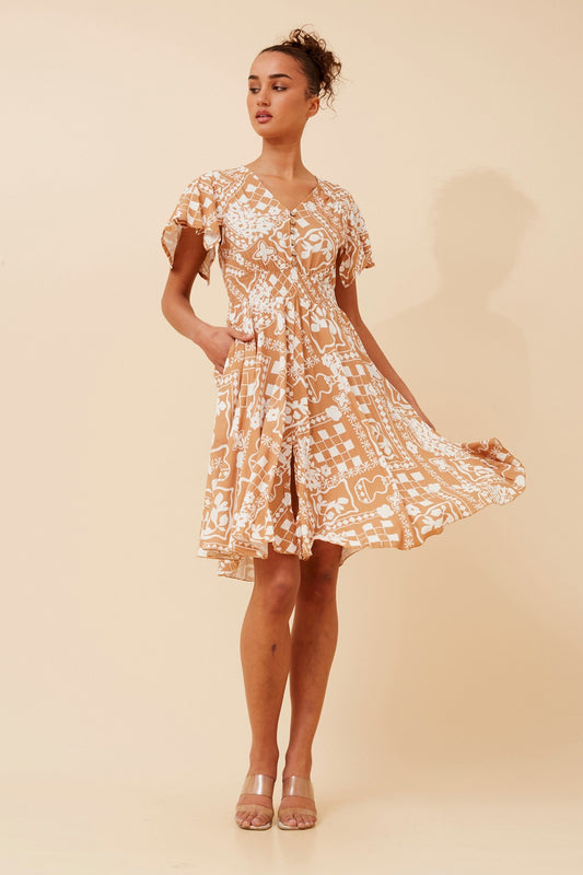 SANDY ABSTRACT PRINT DRESS