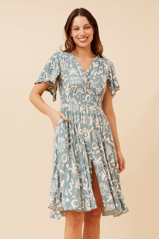SANDY ABSTRACT PRINT DRESS