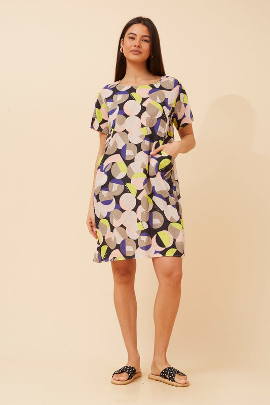 VINE ABSTRACT PRINT SHIFT DRESS