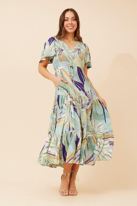 AMALIE TROPICAL PRINT MAXI DRESS