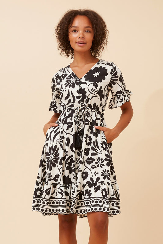 ORIAN BORDER PRINT DRESS