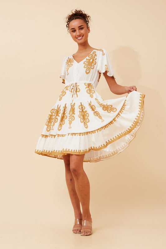 CHLOE BORDER PRINT DRESS
