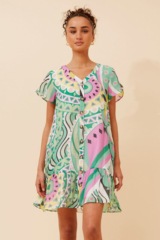 SHILOH ABSTRACT PRINT DRESS