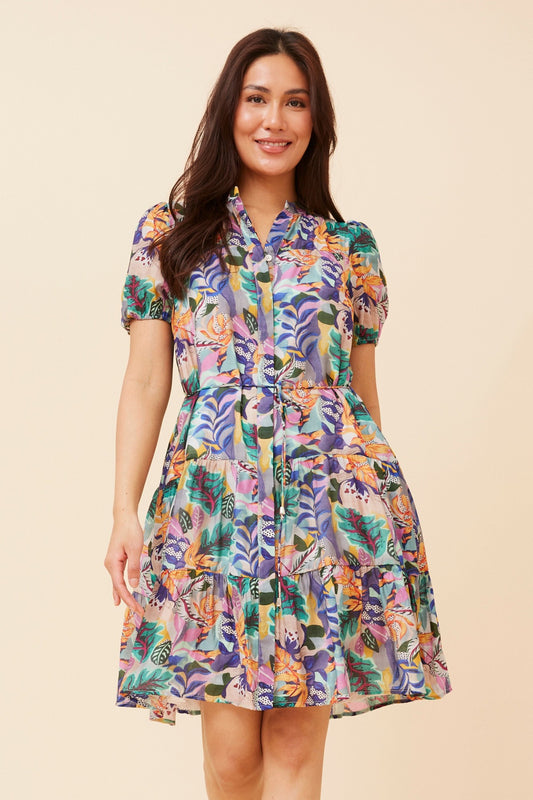 GEMICA TROPICAL PRINT SHIRT DRESS