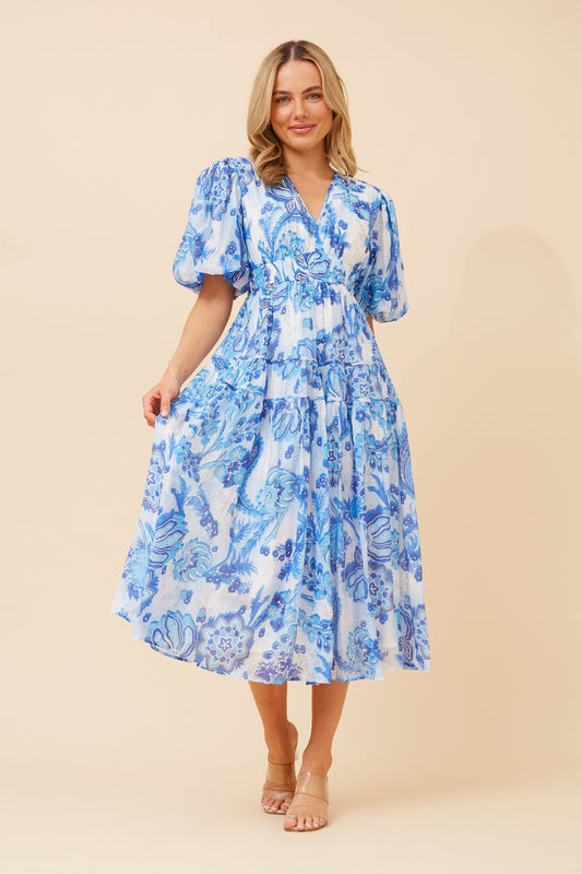 ANUSHKA PAISLEY PRINT MIDI DRESS