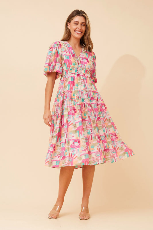 ANUSHKA ABSTRACT PRINT MIDI DRESS