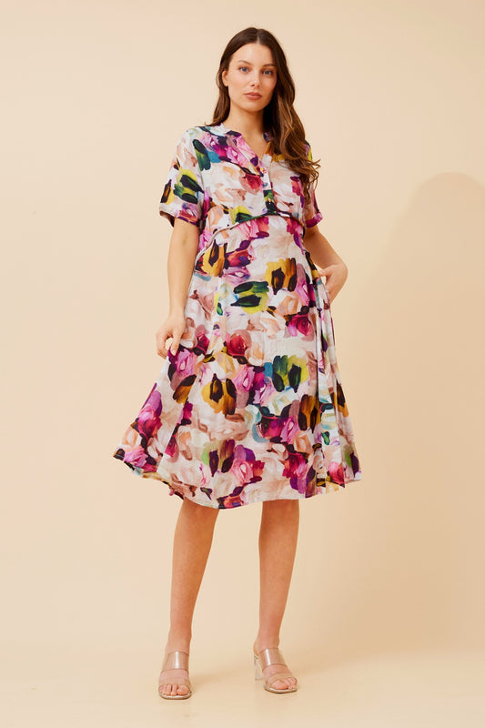 DIEM ABSTRACT PRINT MIDI DRESS