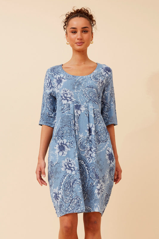 PISA PAISLEY PRINT LINEN DRESS