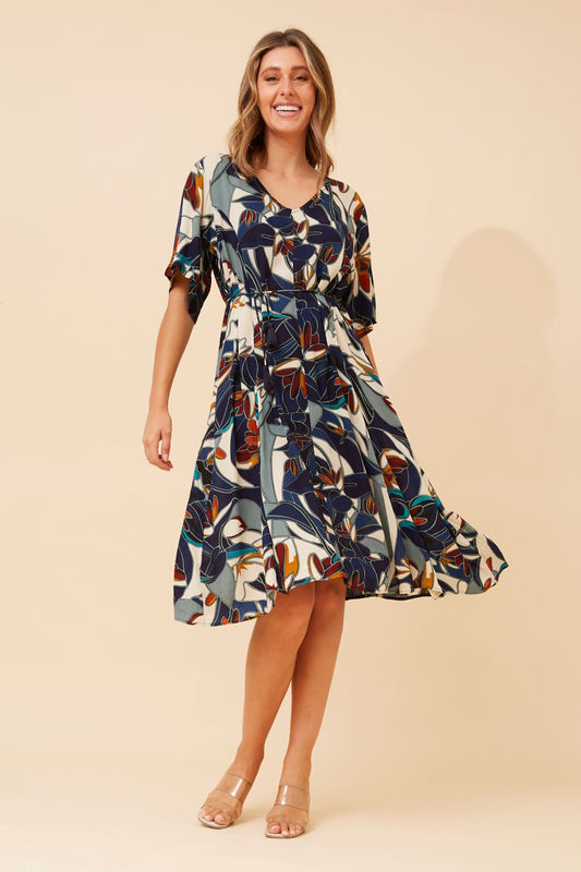 KALINDI ABSTRACT PRINT DRESS
