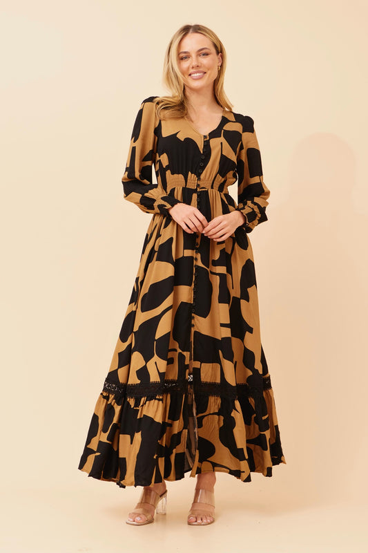 MARRAKECH ABSTRACT PRINT MAXI DRESS