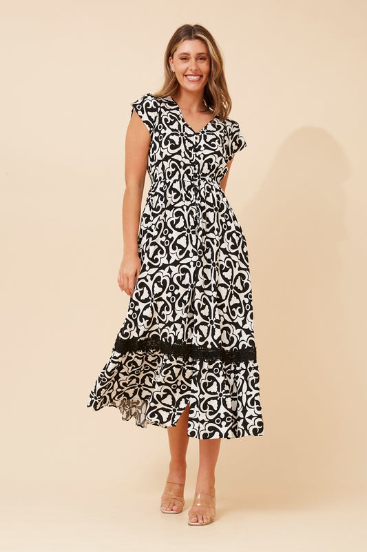 MOROCCO ABSTRACT PRINT MAXI DRESS