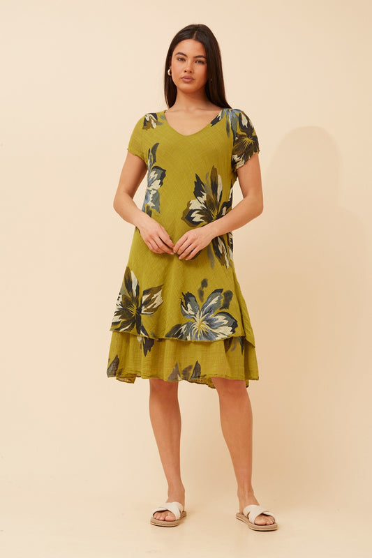 ELECTRA FLORAL DOUBLE LAYERED DRESS