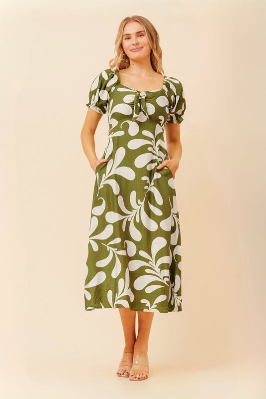 FAITH ABSTRACT PRINT MIDI DRESS