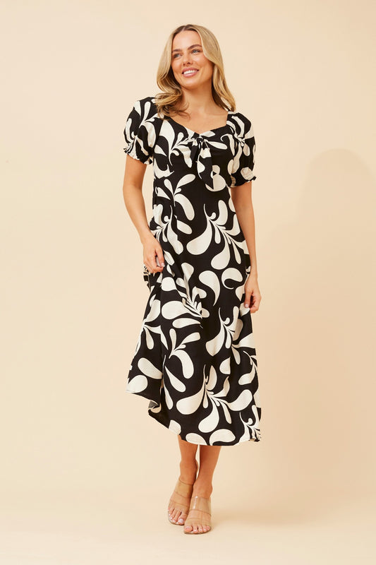 FAITH ABSTRACT PRINT MIDI DRESS