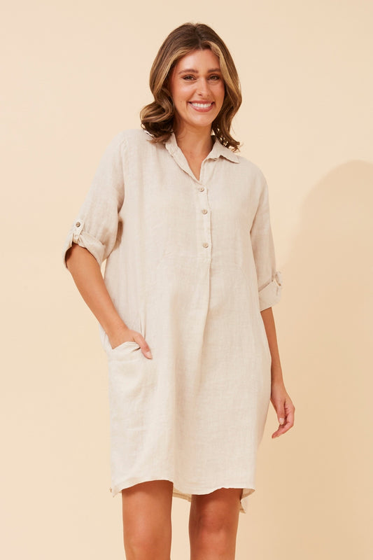 JOSEFA SOLID LINEN DRESS