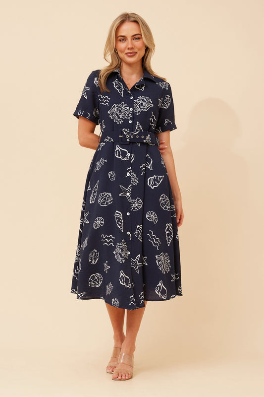 ALANIA SEA SHELL PRINT DRESS