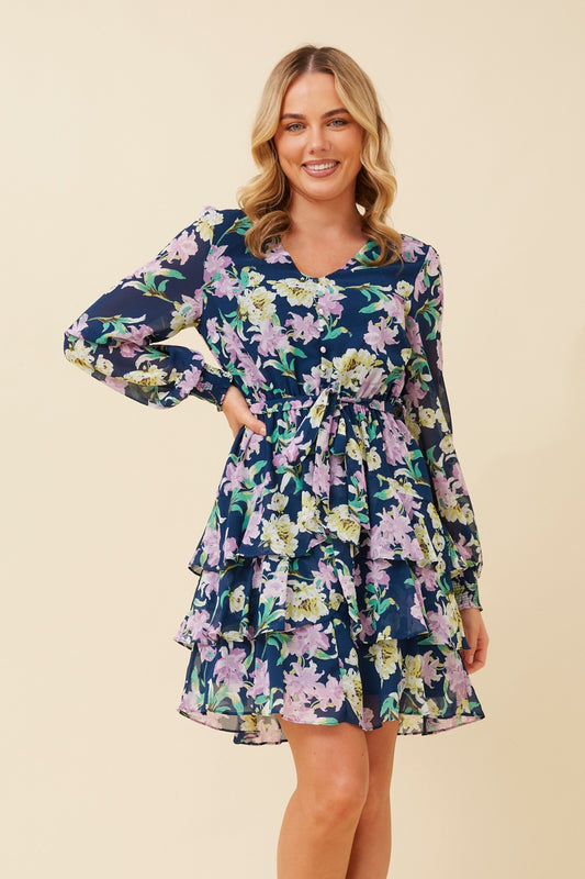 BRIGHTON FLORAL RUFFLE DRESS