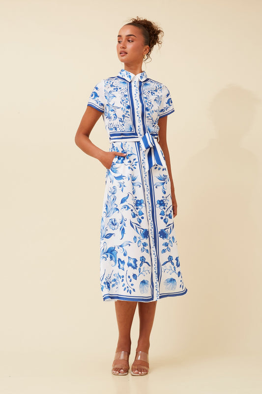 NOVA BORDER PRINT SHIRT DRESS