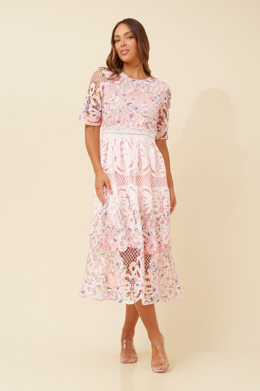 ESMERALDA LACE MIDI DRESS