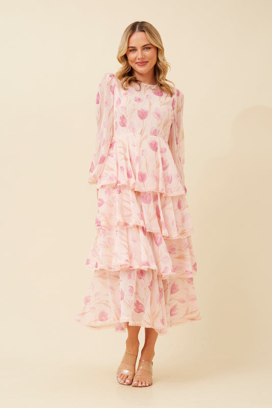 ZEMIRA FLORAL RUFFLE DRESS