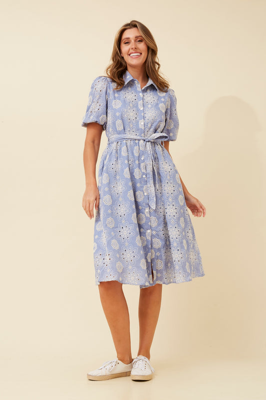 VESPERA BRODERIE ANGLAISE MIDI DRESS