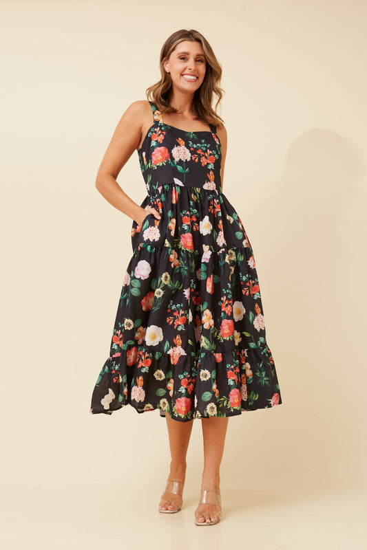 TANITH FLORAL MIDI DRES