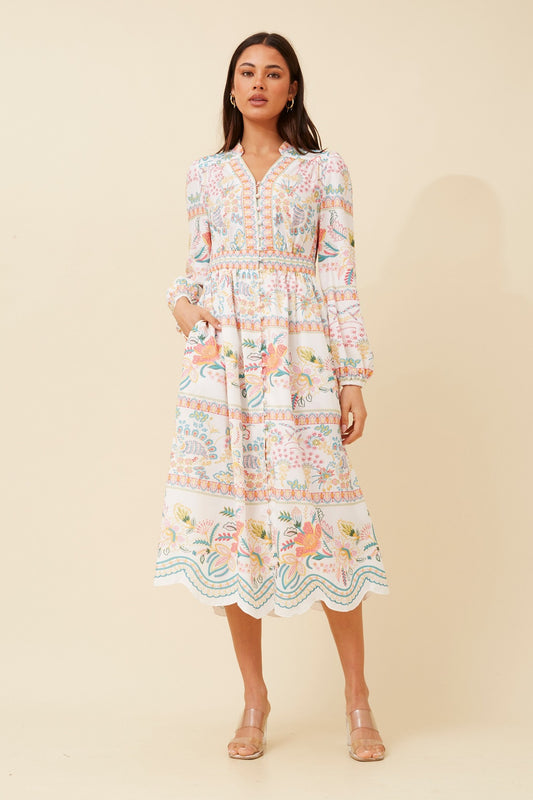 SUNLIT BORDER PRINT MAXI DRESS