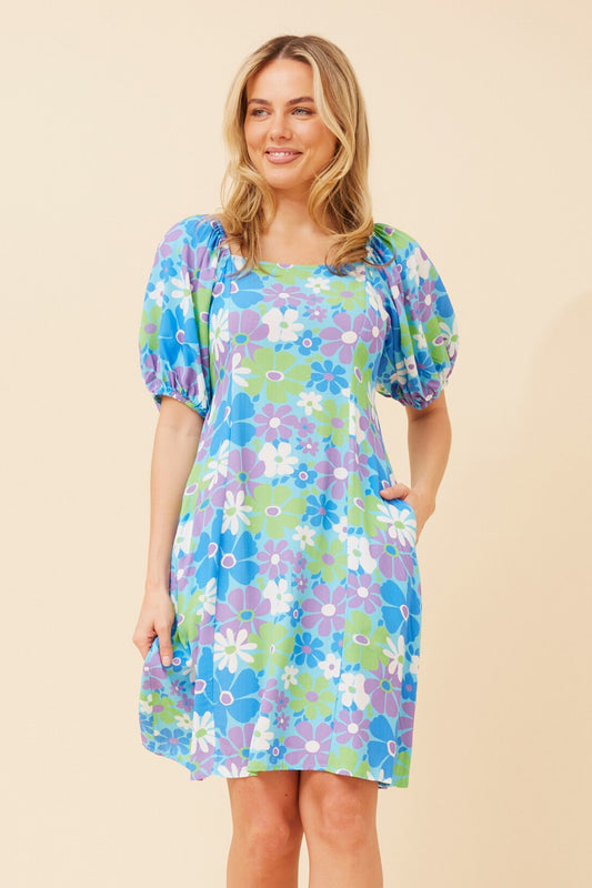 BIBI FLORAL LINEN BLEND DRESS