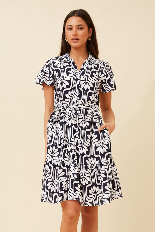 TONIA ABSTRACT PRINT  DRESS