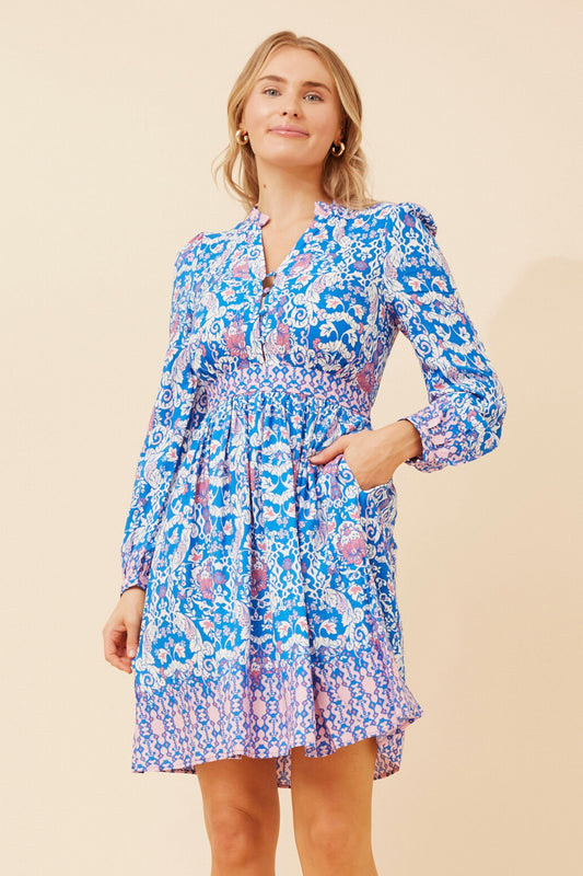 TANISHA BORDER PRINT DRESS