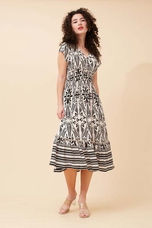BERTA BORDER PRINT DRESS