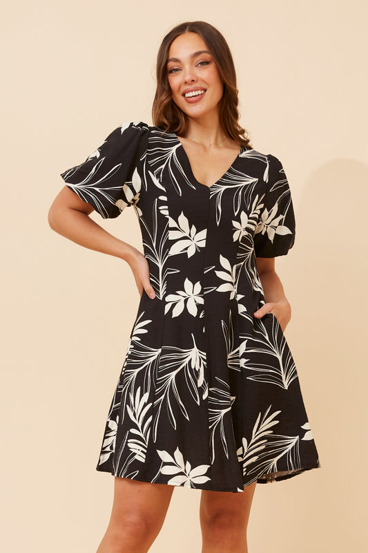 NILA LEAF PRINT SHORT DRESS