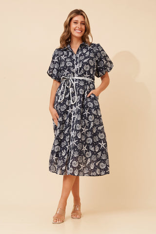 midi conch shell print dress Essie shell print midi dress | Buy Online